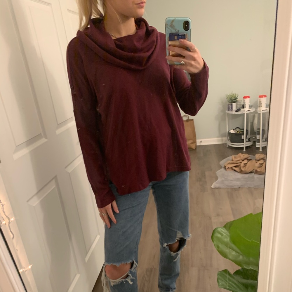 Maroon cowl neck sweater shirt